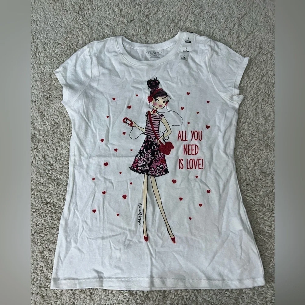 Girls Large Children’s Place White Graphic Tee NWT